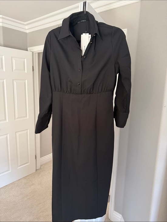 Zara Dresses & Skirts - Zara Black Long-Sleeve Shirt Dress
